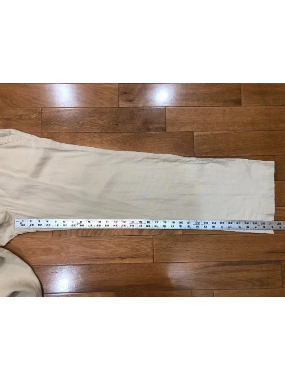 London Jean 100% Linen Wide Leg Paper Bag Waist Light Tan Pants Coastal Size 8